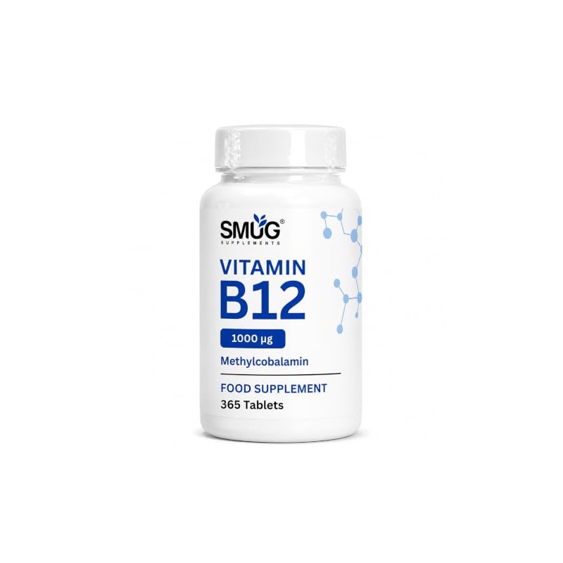 Vitamin B12 Methylcobalamin 1000mcg - 365 Vegan Tablets - SMUG