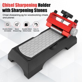 Guía de afilar con piedra de afilar, juego de herramientas de piedra, grano grueso 400 / extrafino 1000, para cuchillos, cinceles cortos y cepillos