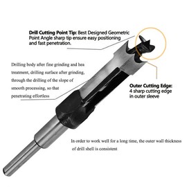 1/2 in. Wood Square Hole Mortise Chisel Drill Bit Tool Woodworking Drill Bits Hole Cutter