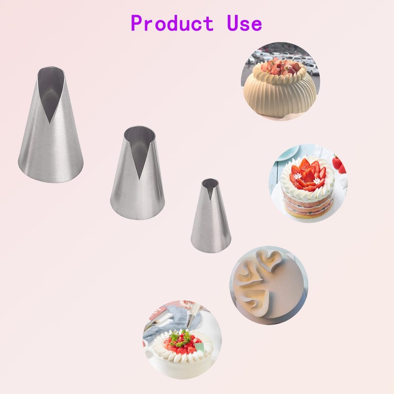 3 Pcs Piping Tips Set, V-Shaped Wave Nozzles for Pastry