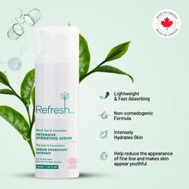 Refresh Botanicals Intensive Hydrating Serum | Deep Hydration Serum Moisturiser | Non-Greasy, Non-Comedogenic | ECOCERT Certified Organic | Made in Canada| 50ml