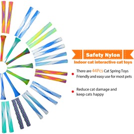 Leoezx 44Pcs Spring Cat Toys，Kitten Colorful Fun Tubes，Indoor Interactive Pet Toy，Cat Spring Toys Set，cat Spiral Toy
