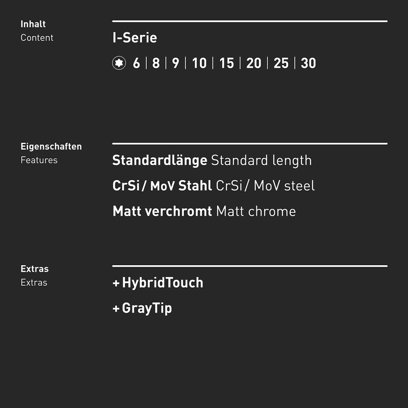 TORX® Screwdriver Set 8-Piece TX6-TX30 with HybridTouch & GrayTip (INBUS®