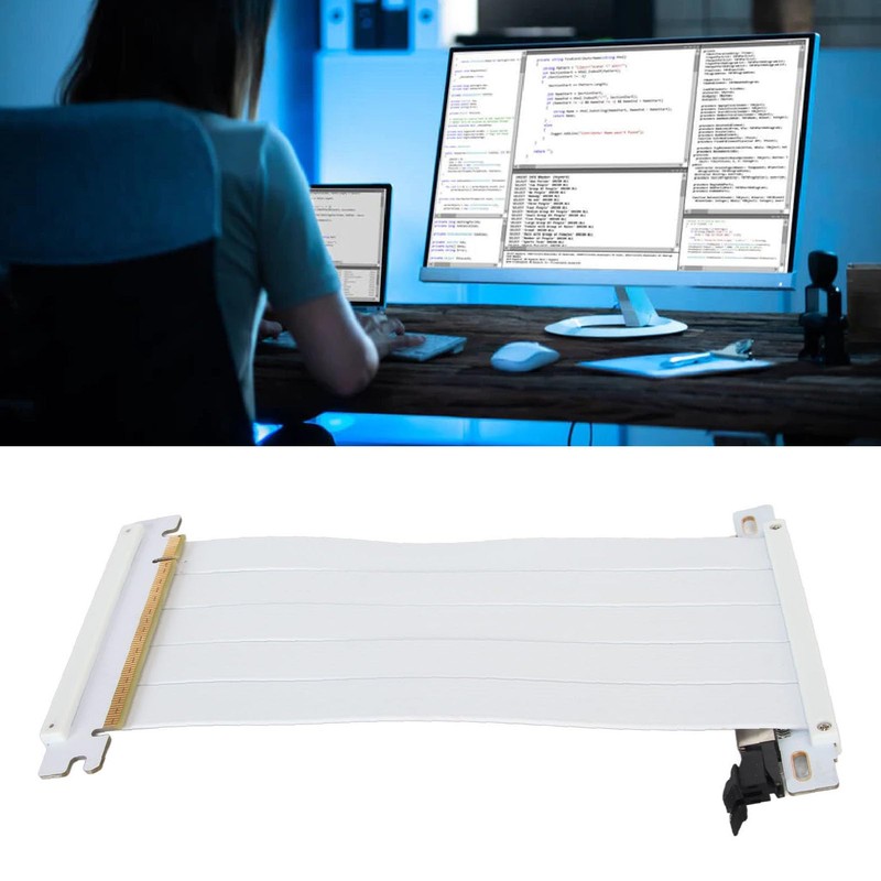 PUSOKEI PCIE 4.0 x16 Extender Riser Cable, High Speed Flex