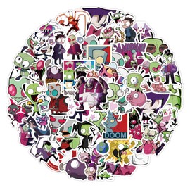 50PCS Invader Sticker Set, Waterproof Vinyl Decals, ZIM Character Collection for Laptop, Water Bottle Gifts Birthday Decorations (Blue)