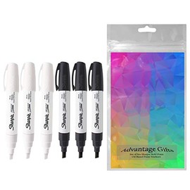 Sharpie Oil-Based Paint Marker, Bold Point, Black/White Ink, Pack of 6,Â Bundle with Plastic Reusable Pouch