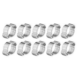 Pack of 10 5-23 mm Double Ear O-Clips Hose Clamps 2-Ear Clamp Assortment Steel Hose Fuel Line Clamp for Fule Petrol Pipe Hose (15-18 mm)