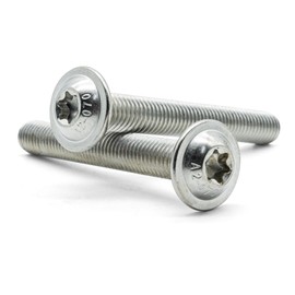 Hippo Hardware M10 (10mm X 60mm) TX Torx Flanged Socket Button Head Machine Screws with Star, 6 Lobe, Hexalobular Drive Type - A2 Stainless (Pack of 5)