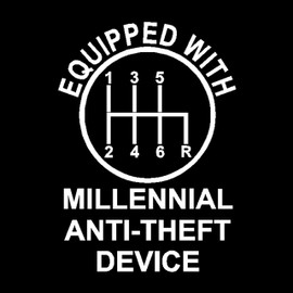 Equipped with Millennial Anti-Theft Device Decal, Millennial Stickers (H 8 by L 6 Inches, White)