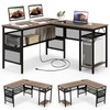 COSTWAY L Shaped Desk with Charging Station, 55” Reversible Corner