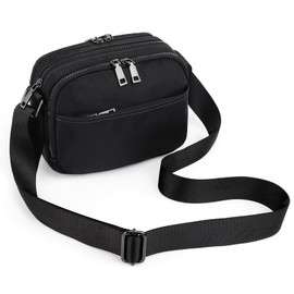 UTO Fanny Pack, Waist Bag for Men and Women, Waterproof Nylon, Fashion, Slim, Light Waist Pack with 3 Zipper Pockets