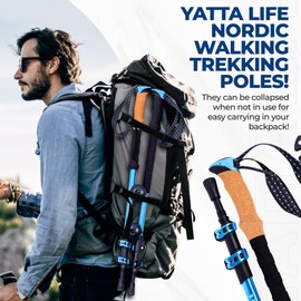 Yatta Life Adventure Pro Trekking Poles for Hiking - Anti Slip Collapsible Walking Sticks for Travel with Cork and Eva Grip, Lightweight Hiking Poles for Men and Women, 2 Sticks in 1PACK