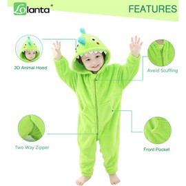 Dinosaur Costume Kids Fancy Dress Boys Girls Animal Onesie Sleepsuit Plush4-6 YearsGreen