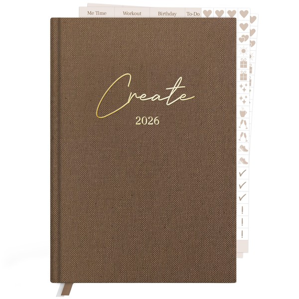 KIND OF HAZEL Diary 2026 Organiser A5 Hardcover with Gold