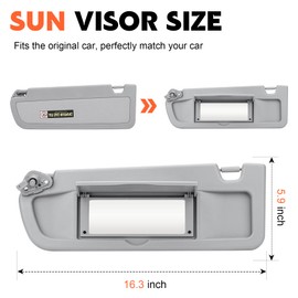 Gray Driver Left + Passenger Right Side Sun Visor Replacement Compatible with 2006 2007 2008 2009 2010 2011 Honda Civic EX LX Sedan SI Coupe Replace 83280-SNA-A01ZC 83230-SNA-A01ZC