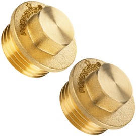 Poppstar 2 x Brass Plug 1/2 Inch Male Thread (BSP G 1/2 Inch (21 mm), up to 50 bar, 14 mm Hexagonal)