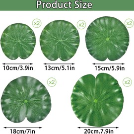 MaoMaoCha 10 Pcs Pond Plants, 5 Size Artificial Lotus Leaves, Realistic Floating Foam Water Lily Pads Ornaments, Plastic Fake Foliage Pond Decor for Patio Koi Fish Pond Pool Aquarium
