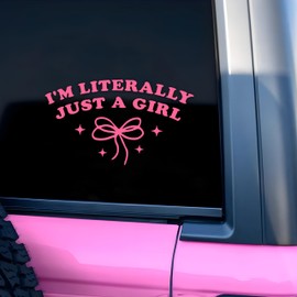 I'm Literally Just a Girl Car Decal Pink Bow Cute Positive Gifts Car Mirror Accessories Affirmations Funny Vinyl Decal Waterproof 8 Inches Bumper Decal Gifts for Mom Dad Friend Coworker