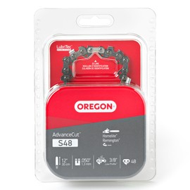 Oregon S48 AdvanceCut Replacement Chainsaw Chain for 12-Inch Guide Bars, 48 Drive Links, Pitch: 3/8", .050" Gauge, Fits Craftsman, Homelite, and More