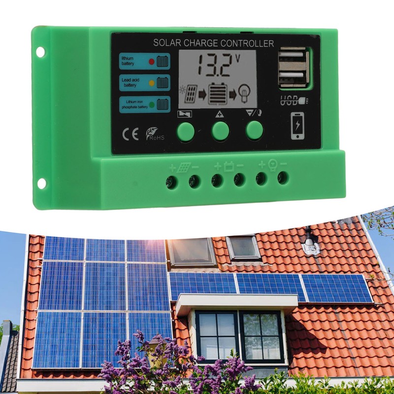Solar Charge Controller PWM Panel Regulator Adjustable LCD Display 12V