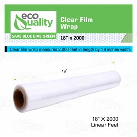 18" x 2000FT Clear Cling PE Food Wrap, Plastic Cling Wrap with Dispenser Cutter Box - BPA Free, Food Safe, Plastic Film Roll, Microwave & Freezer Safe Stretch Wrap for Food Service & Home Use (2)
