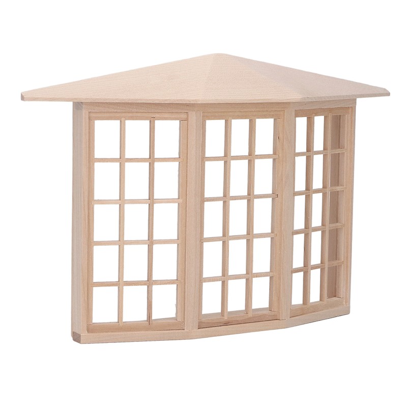 1/12 Dollhouse Bay Window Exquisite Miniature Wooden 45 Degree Corner