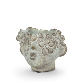 Abbott Collection 27-BACI-042 Mini Kissing Face Planter, Grey