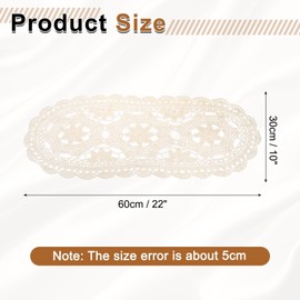 sourcing map Crochet Doilies, 22" x 10" Handmade Crochet Table Placemats Oval Lace Doilies 3 Flowers Pattern Cotton Coaster for Wedding Party Decoration, Beige