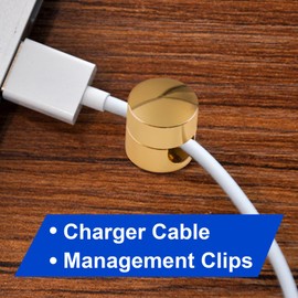 HINZIC 3Pcs Cable Anchors for Desk Organization, 2-in-1 Metal Cord Management, Adhesive Aluminum Wire Holder, Adjustable Phone Charger Clips for Nightstand Desktop Wall Office Home