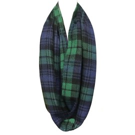 Bowbear Soft Touch Winter Warm Tartan Infinity Scarf, Blue and Green