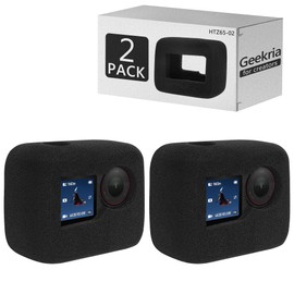 Geekria for Creators Windslayer Cover Windsock Compatible with DJI Osmo Action 5 Pro, 4, 3 Action Camera, Housing Frame Case, Video Noise Reduction Sponge Accessories (Black/2 Pack)