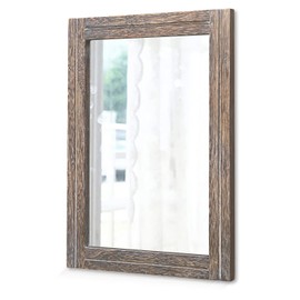 AAZZKANG Mirror with Wood Framed Rectangle Rustic Wall Mirror Decor for Bedroom Bathroom Living Room Entryway 20"x16"