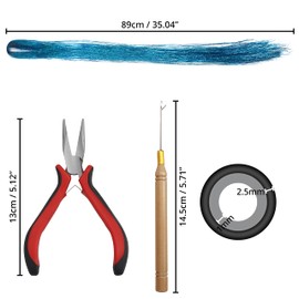 Belle Vous 2400 Piece Hair Tinsel Colourful Hair Strands - 12 Colours - Tinsel for Hair with Tool - Glitter Strands Hair Rainbow Hair Extensions Synthetic Hair for Braiding, Party & Decoration