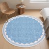 Scalloped Round Rug 6ft, Small Area Rugs Solid Blue Rug