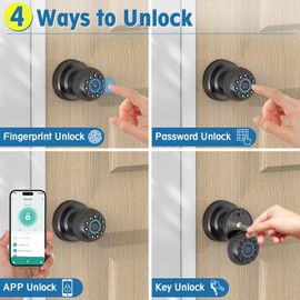 Anweller Smart Fingerprint Door Lock,Fingerprint Door Knob with Keypad,Electrionic Biometric Door Knobs App Control & Key,Digital Door Lock for Bedroom,Home,Office,Apartment,Hotels