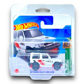 Hot Wheels Mitsubishi Pajero Evolution (White, Black & Red) 3/5 Mud Studs - 2023-175/250 (Short Card) - COMES IN A KLAS CAR KEEPER PROTECTIVE COLLECTORS CASE - HKK36