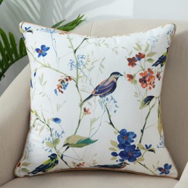 VOGOL Decorative Throw Pillow Cover, 1 Pack Square Modern Double-Side Design Cushion Case, Blue Birds Pattern Toss Pillow Cover for Bedroom Living Room Couch Holiday Decor, 18 x 18