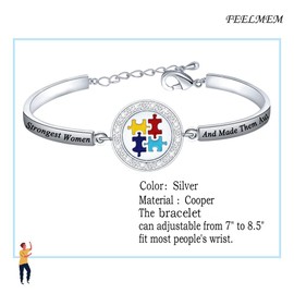 FEELMEM Autism Mom Jewelry God Found Some of The Strongest Women Bracelet Autistic Gift Autism Awareness Jewelry Proud Autism Mom Gift (God Found-bracelet)