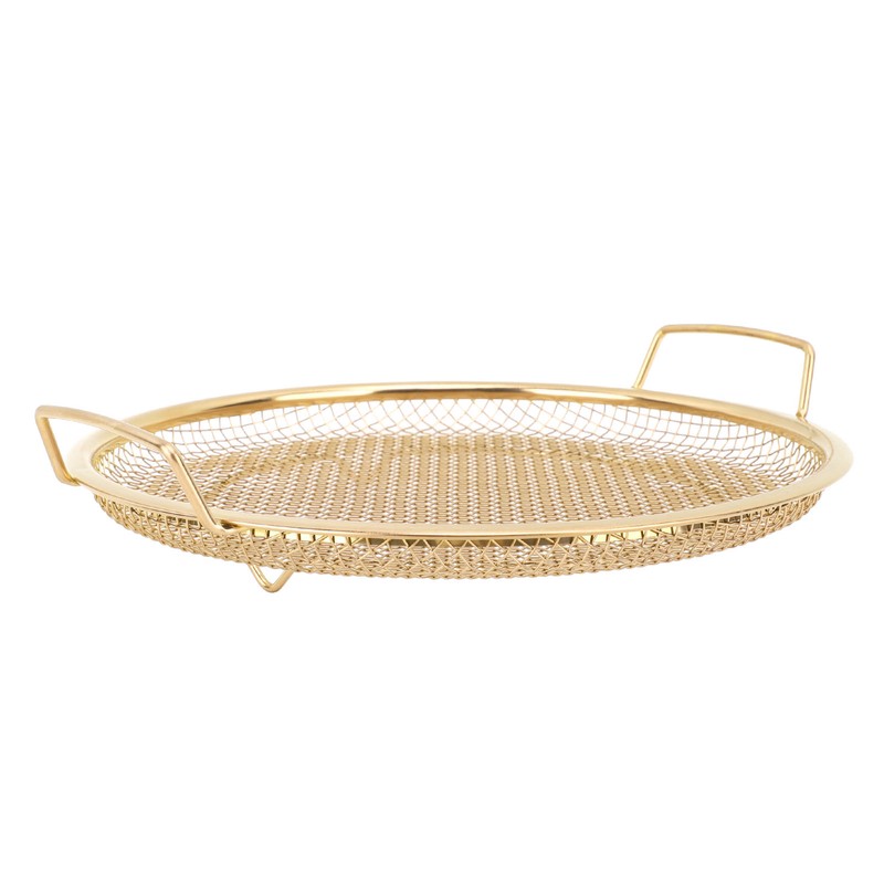 Stainless Steel Fruit Basket Double Handles Metal Mesh Drain Round