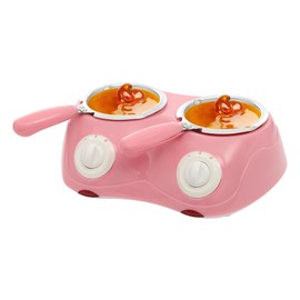 Dual Electric Chocolate Melting Gift Pot Set,Candy Making or Fondue Fountain Kit w 30+ Accessories- 9 Chocolate Mold Trays & Dipping Forks For Her suitable for Chocolate, Butter, Cheese(Pink)