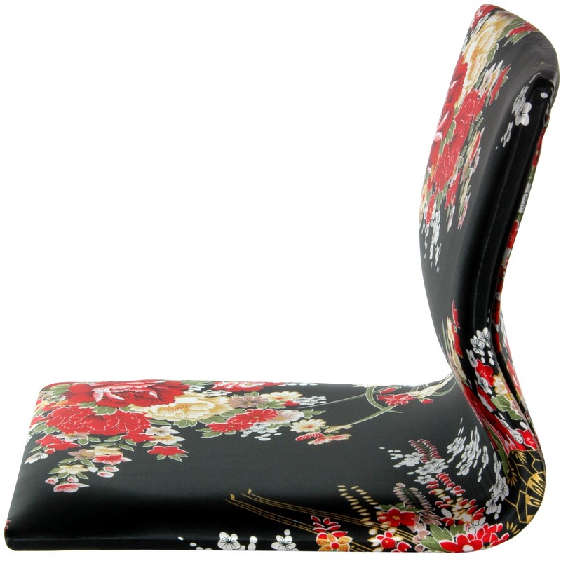 Oriental Furniture Tatami Meditation Backrest Chair - Black & Red