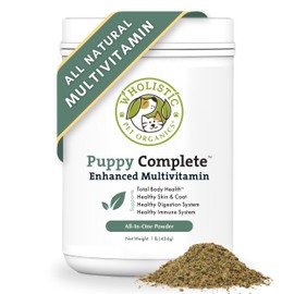 Wholistic Pet Organics Puppy Vitamins - Coat Protection Powder for Dogs, Dog Itching Skin Relief Powder, Skin and Coat Supplement with Omega 3 for Allergy Relief