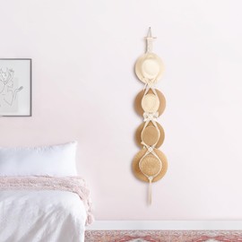 Dahey Macrame Hat Hangers Hat Rack for Wall Cowboy Hat Organizer Hanging Display Hand Weaving Bobo Hat Holder Western Decor for Wide Brim Hats Bowler Fedora Hats, 4 Hat Style