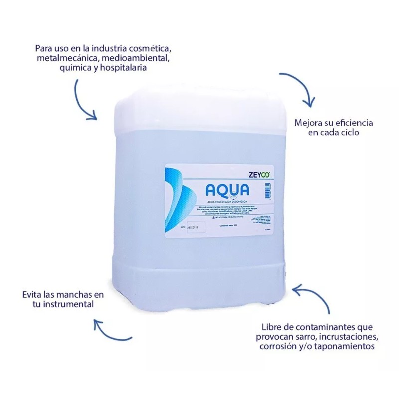 Zeyco Agua Tridestilada Desionizada Zeyco 20 Litros