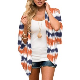 CASURESS Women's Cardigan-Sheer Kimono Loose Summer Floral Print Cover Ups (Small, Type 35)