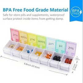 Rainbow 7 Days Pill Organizer, 1 Count Portable Travel Pill Box, Weekly Pill Storage Box, Pill Organizer Box