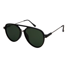 Edge I-Wear Flat Top Aviator Sunglasses for Men Pilot Sunglass Women Polarized Lens3344-FLP-4(MBLK.g15)
