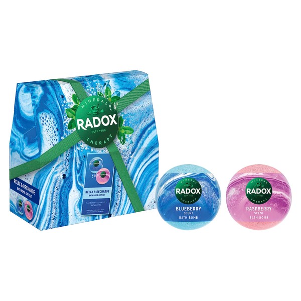 RADOX Relax & Recharge Bath Bomb Gift Set bath bombs blended with minerals & herbs perfect for any occasion 2 piece