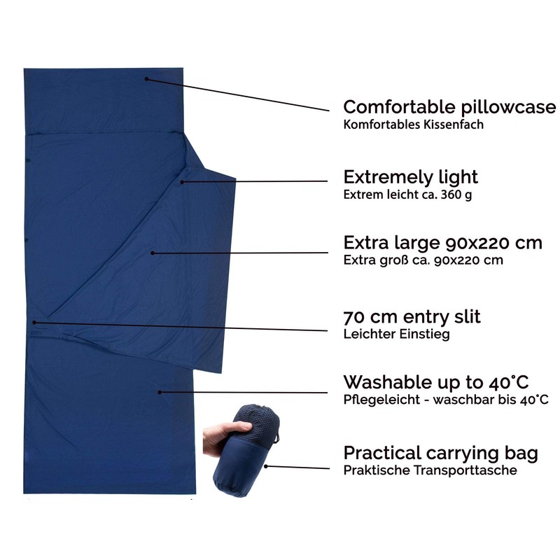 ZOLLNER Microfibre Sleeping Bag 90 x 220 cm Marine