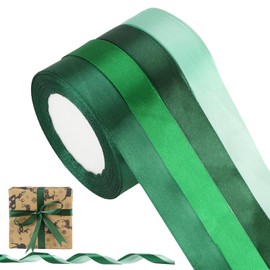 ZEFAN Satin Ribbon, 4 Rolls - 88m x 20mm, Green, Polyester, Wedding & Birthday Decorative Ribbon